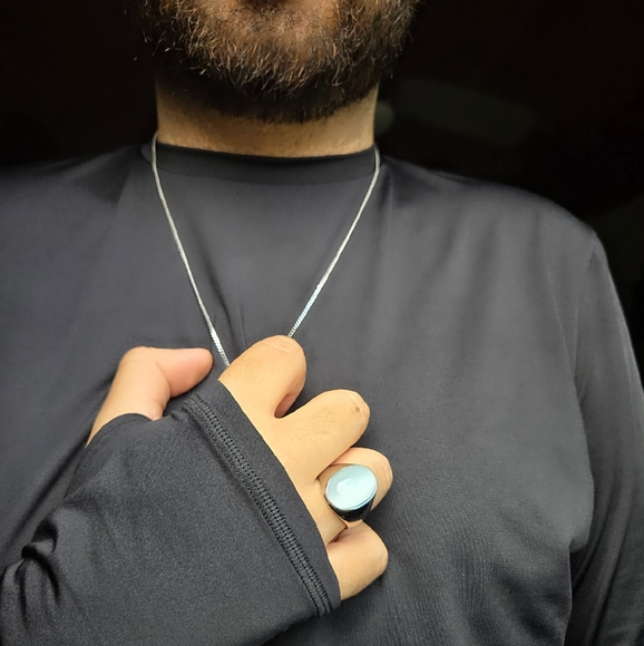 New Men's Stainless Steel Ring With Cloud White Stone - Picture 6 of 6